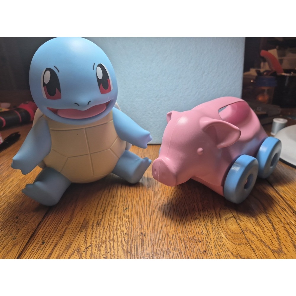 Squirtle Turtle Hard Rubber And Green Toys Recycled Pig Roll Around Baby Toys
